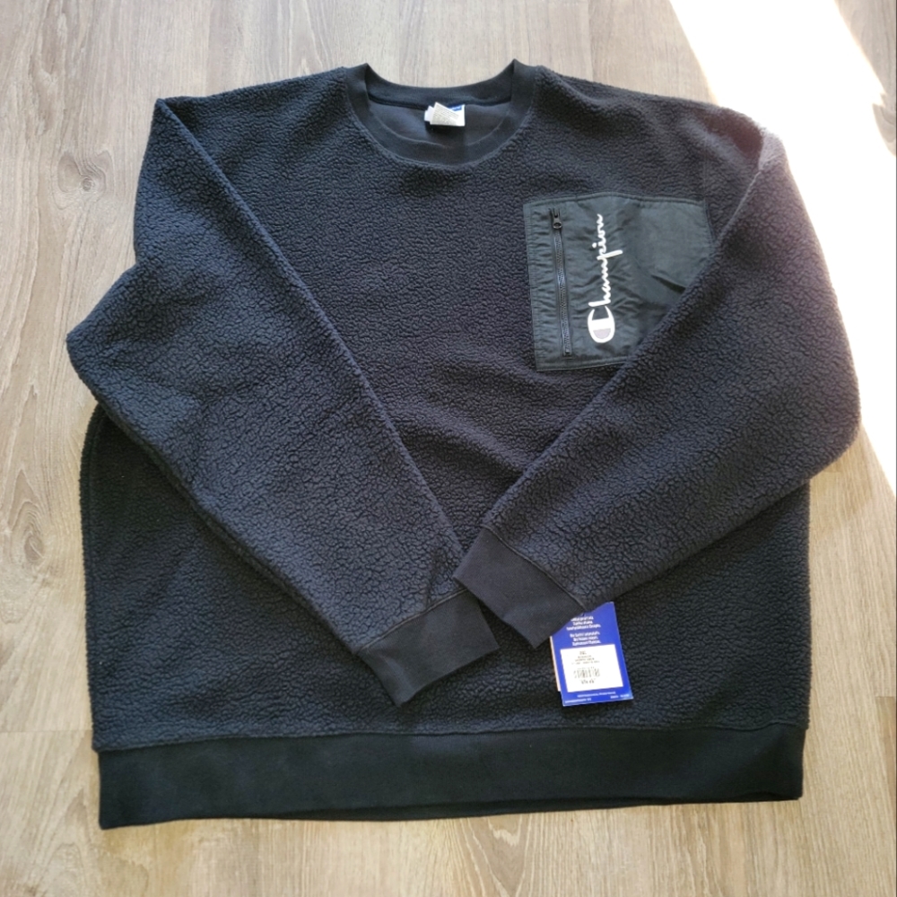 BRAND NEW Champion Sherpa Crew In Black Men's Size XXL